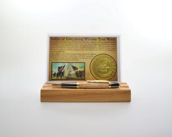 Gettysburg Battlefield Witness Wood Pen in Gold Titanium and Black Titanium