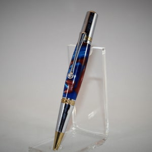 Majestic Squire Twist Pen in Gold Titanium and Chrome Finish with Swarovski Crystal Made with Mulitcolored Acrylic
