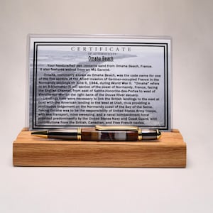 Handcrafted M1 Garand Wood and Omaha Beach Sand Elegant Twist Pen