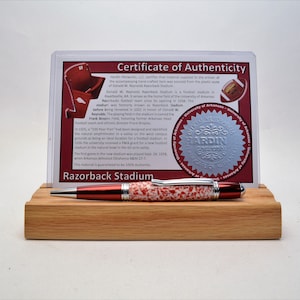 Handcrafted Pen Made From University of Arkansas Razorback Stadium Plastic Stadium Seats