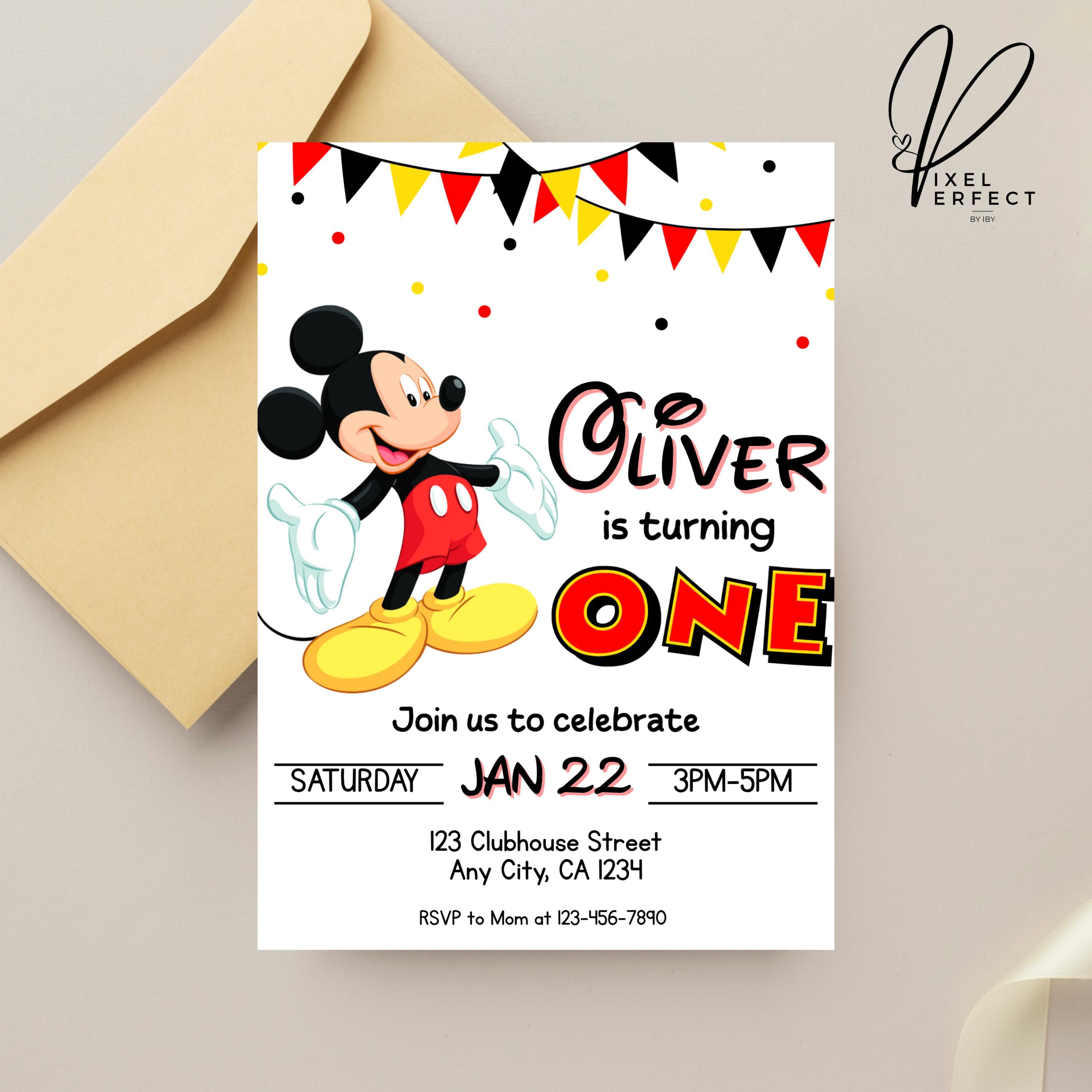 Mickey Mouse Birthday Invitation: Editable Canva Template (digital ...
