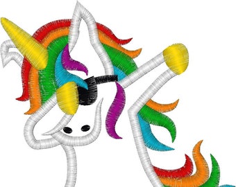 Embroidery Design Digitized Unicorn Dabbing 4 x 4 Applique