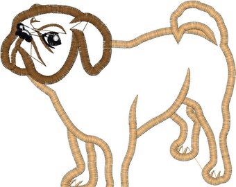 Embroidery Design Digitized Pug Applique 4 x 4