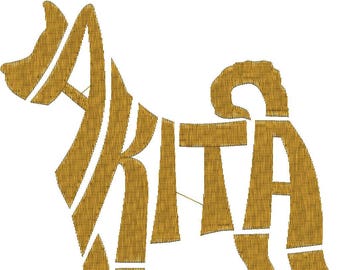 Embroidery Design Digitized Akita Text Fill 5 x 7