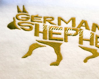 Embroidery Design Digitized German Shepherd Text Fill  5 x 7