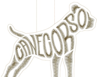 Embroidery Design Digitized Cane Corso Text Fill Keychain 4 x 4