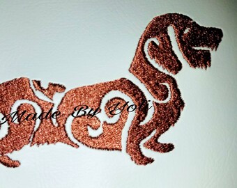 Embroidery Design Digitized Tribal Wire Hair Dachshund Love 5 x 7