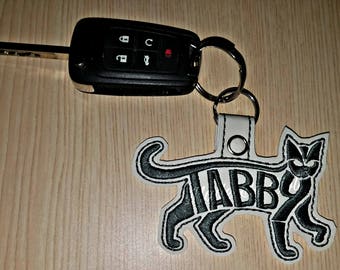 Embroidery Design Digitized Tabby Cat Keychain 4 x 4