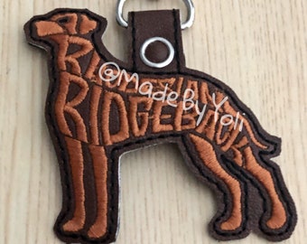 Embroidery Design Digitized Rhodesian Ridgeback Text Fill Keychain 4 x 4