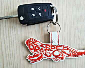 Embroidery Design Digitized Bearded Dragon Keychain 4 x 4