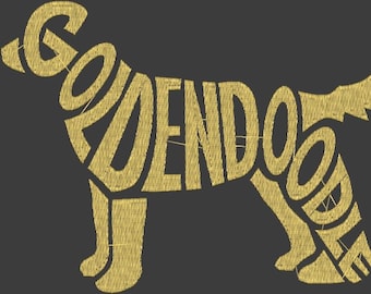 Embroidery Design Digitized Goldendoodle Text Fill 5 x 7