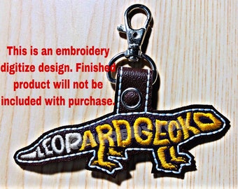 Embroidery Design Digitized Leopard Gecko Keychain 4 x 4