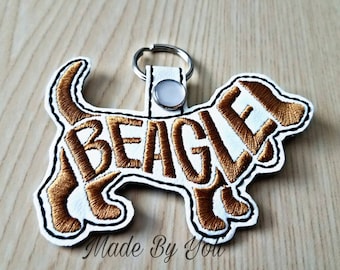 Embroidery Design Digitized Beagle Text Fill Keychain 4 x 4