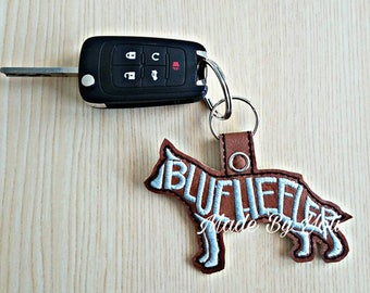Embroidery Design Digitized Blue HeelerText Fill Keychain 4 x 4