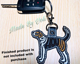 Embroidery Design Digitized Coon Hound Text Fill Keychain 4 x 4
