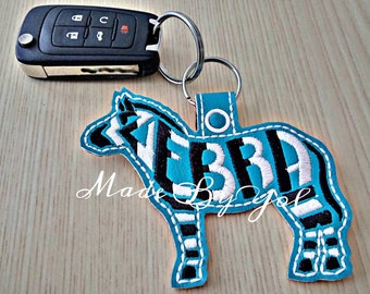 Embroidery Design Digitized Zebra Keychain 4 x 4