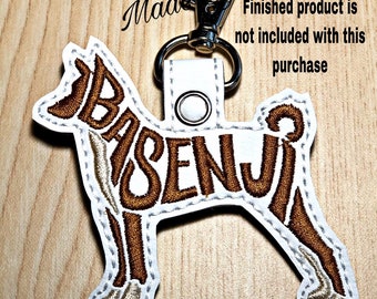 Embroidery Design Digitized Basenji Text Fill Keychain 4 x 4