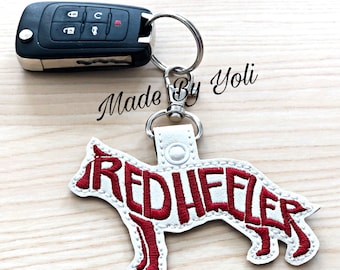 Embroidery Design Digitized Red HeelerText Fill Keychain 4 x 4