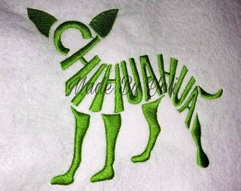 Embroidery Design Digitized Chihuahua Text Fill 5 x 7