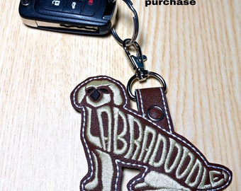 Embroidery Design Digitized Labradoodle Sitting Text Fill Keychain 4 x 4