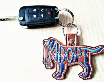 Embroidery Design Digitized Adopt Dog Text Fill Keychain 4 x 4