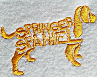 Embroidery Design Digitized Springer Spaniel Text Fill  4 x 4