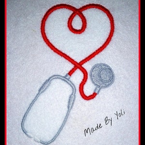 Embroidery Design Digitized Heart Stethoscope 5 x 7