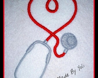 Embroidery Design Digitized Heart Stethoscope 4 x 4