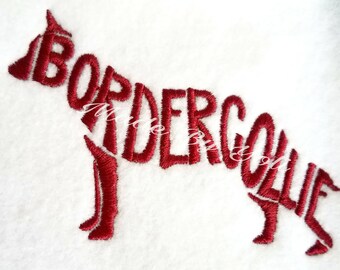 Embroidery Design Digitized Border Collie Version 2 Text Fill 5 x 7