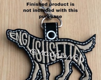 Embroidery Design Digitized English Setter Text Fill Keychain 4 x 4