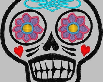 Embroidery Design Digitized  Sugar Skull Applique  Flower 5 x 7