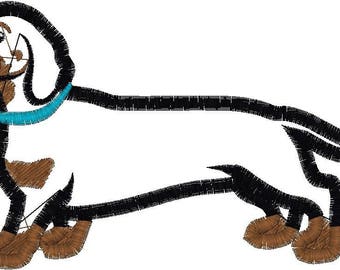 Dachsund with Collar 4 x 4 Applique Embroidery Design Digitized