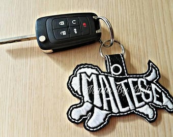 Embroidery Design Digitized Maltese Text Fill Keychain 4 x 4