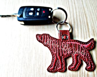 Embroidery Design Digitized Irish Setter Text Fill Keychain 4 x 4