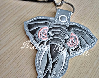 Embroidery Design Digitized Tribal Elephant Face Keychain 4 x 4
