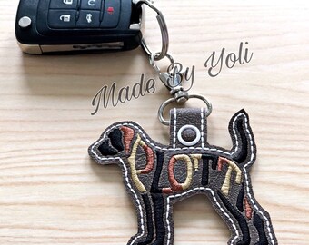Embroidery Design Digitized Plott Hound Text Fill Keychain 4 x 4