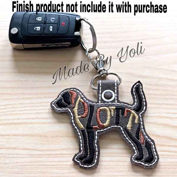 Embroidery Design Digitized Plott Hound Text Fill Keychain 4 x 4