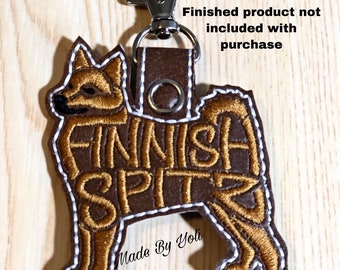Embroidery Design Digitized Finnish Spitz Text Fill Keychain 4 x 4