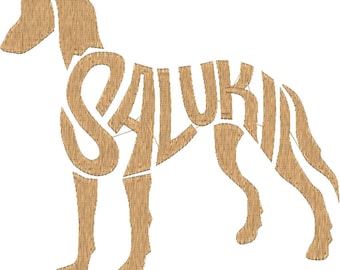 Embroidery Design Digitized Saluki Text Fill 5 x 7