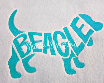 Embroidery Design Digitized Beagle Text Fill 4 x 4