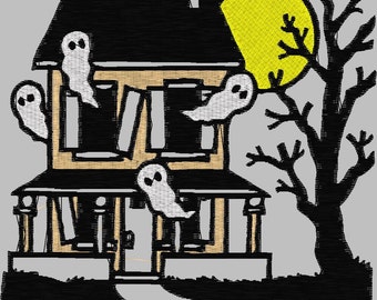 Haunted House 5 x 7  Full Stitch  Embroidery Design Digitized