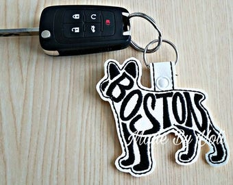 Embroidery Design Digitized Boston Text Fill Keychain 4 x 4