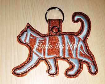 Embroidery Design Digitized Feline Keychain 4 x 4