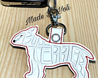 Embroidery Design Digitized Bull Terrier Keychain 4 x 4