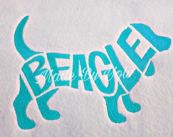 Embroidery Design Digitized Beagle Text Fill 5 x7