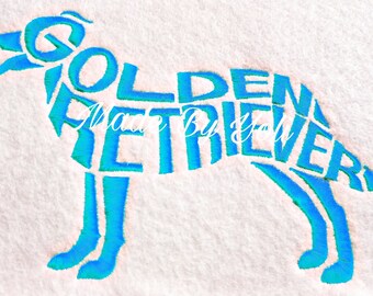 Embroidery Design Digitized Golden Retriever Text Fill 5 x 7