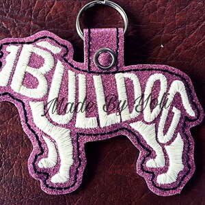 Embroidery Design Digitized Bulldog Text Fill Keychain 4 x 4