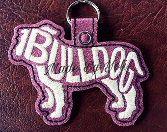 Embroidery Design Digitized Bulldog Text Fill Keychain 4 x 4