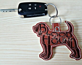 Embroidery Design Digitized Blood Hound Text Fill Keychain 4 x 4