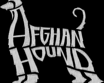 Embroidery Design Digitized Afghan Hound Text Fill 5 x 7